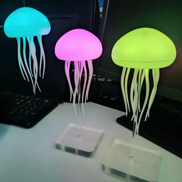 RGB LED Jellyfish Lamp Color Changing Touch Control Modern Design Battery Included Night Light for Living Room Decor