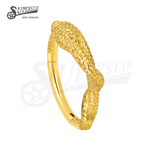 <strong>SUPERSTAR</strong> 316L Stainless Steel Hinged Segment Clicker <strong>Snake</strong> Wrapped Design Septum Nose Ring Daith Helix Body Piercing Jewelry - Product Image 3