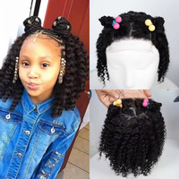 Perruque Grossiste Femme Enfant Cheveux Naturels Bouclés 4*4 Dentelle Transparente Pré-Épilée pour Jeune Fille
