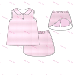 Conjunto de Falda-Pantalón de Algodón para Niña, Camiseta sin Mangas con Cuello Redondo, Falda de <span class=keywords><strong>Tenis</strong></span>, <span class=keywords><strong>Ropa</strong></span> Deportiva sin Mangas para Niños - Product Image 2