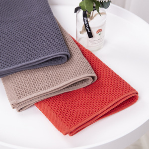 Serviette en coton pur nid d'abeille 34x34cm, motif gaufré carré, couleur unie, résistante aux peluches, pour usage domestique - Product Image 4