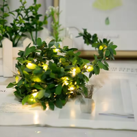 Guirlande lumineuse solaire LED pour jardin, feuilles vertes en cuivre, guirlande suspendue pour intérieur/extérieur, Noël, guirlande artificielle