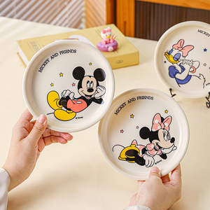 Platos de Cerámica de <span class=keywords><strong>Mickey</strong></span> y sus Amigos, Lindos Platos Redondos de Dibujos Animados, Pequeños Platos de Porcelana para Aperitivos, Vajilla para el Hogar para Servir Sushi - Product Image 3