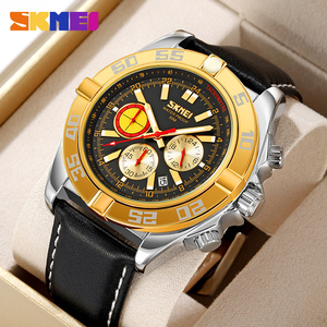Montre à quartz de mode sans usine fabricant de logo personnalisé montre-bracelet en cuir pour hommes montre OEM & ODM SKMEI 9322 - Product Image 3