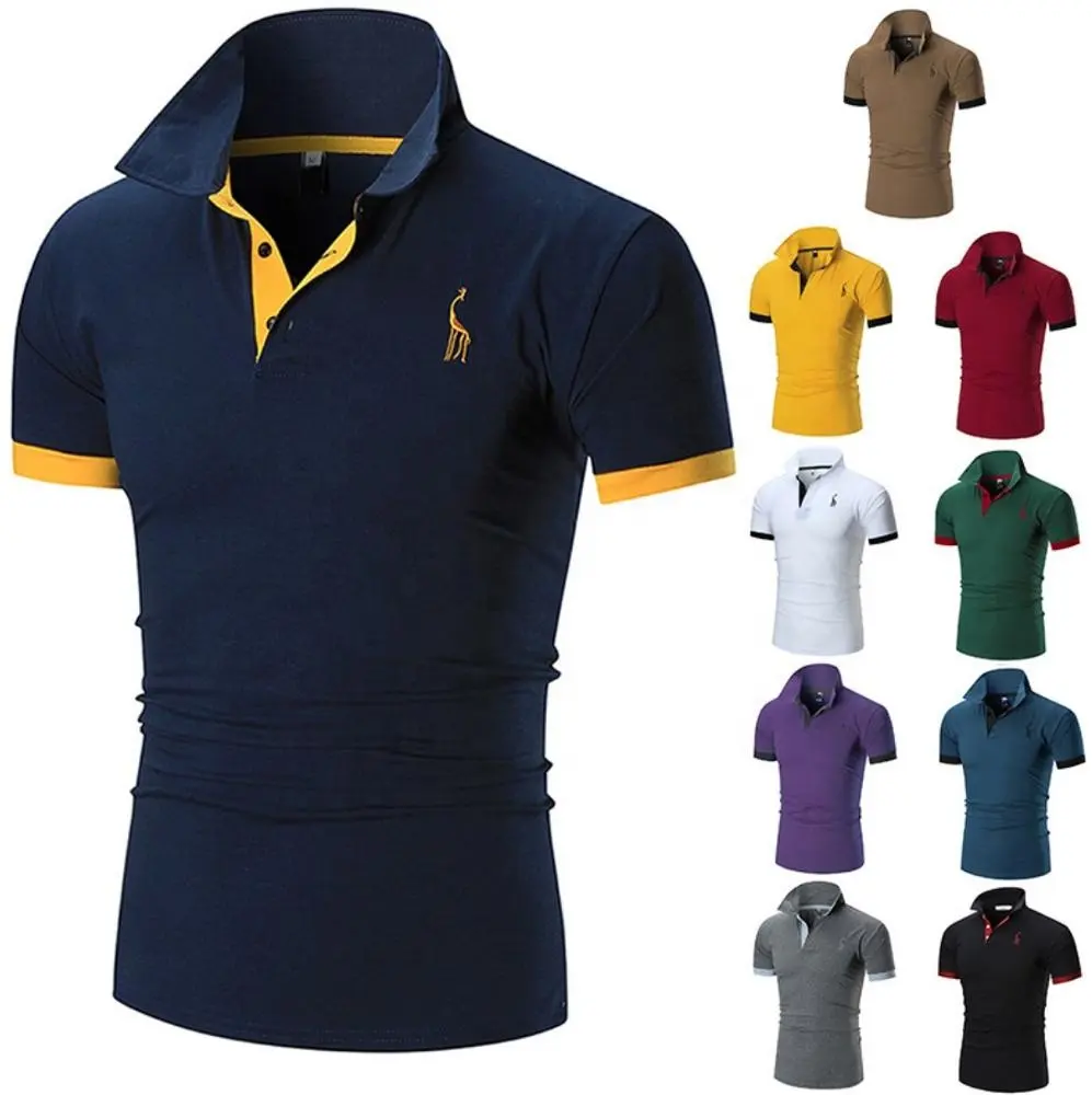 Kaus Polo Golf Pria Ukuran Besar Kain Rajut Logo Bordir Kualitas Tinggi Polo Homme Kustom Grosir