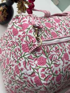 Indian Cotton Duffle <b>Bag</b> Women Quilted Floral Bohemian Block Print Perfect Summer Winter <b>Beach</b> Travel Handmade Vintage <b>Bag</b> - Product Image 2