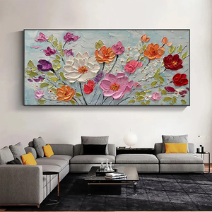 <span class=keywords><strong>Bouquet</strong></span> <span class=keywords><strong>de</strong></span> printemps, <span class=keywords><strong>peinture</strong></span> panoramique à l'impasto <span class=keywords><strong>de</strong></span> <span class=keywords><strong>fleurs</strong></span> colorées, art floral texturé pour la décoration murale du salon et <span class=keywords><strong>de</strong></span> la chambre - Product Image 1