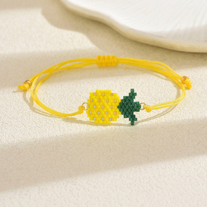 Bracelet en perles Miyuki tissées à la main style INS Moyamiya, unisexe, mignon, ananas, fraise, raisin, créatif, personnalisé - Product Image 3