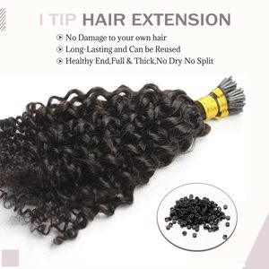 Extensioni per <span class=keywords><strong>capelli</strong></span> I-Tip effetto onda d'acqua, 100 <span class=keywords><strong>ciocche</strong></span> da 0,5g/ciocca, ricci, in vero capello Remy, con cheratina pre-incollata, per donna, 18 pollici, effetto body wave - Product Image 3