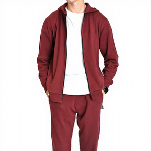 Mens Maroon Tracksuit Set Full <b>Zip</b> <b>Hooded</b> Sweatshirt Jogger Pants Casual Sportswear Athletic Hoodie and Sweatpants Matching Set - Product Image 1