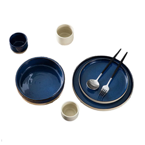 Rustic Floral Blue and White Porcelain <b>Dinnerware</b> Sets Eco-Friendly Plates with Under Glaze Plant Patterns - Product Image 2