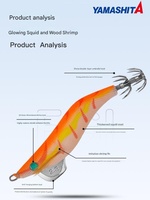Japon YAMASHITA 1.5 #   1.8 #   2.3 #   Leurre de pêche lumineux en bois pour calamar, type Rocket Squid Hook