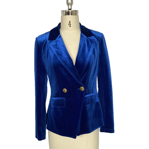 Chaqueta de terciopelo azul con botones para <span class=keywords><strong>mujer</strong></span>, nuevo diseño, alta tasa de recompra, elegante, femenino - Product Image 1