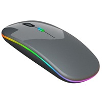 Ratón Inalámbrico Óptico LED RGB de 2.4G, Delgado y Portátil, Compatible con Mac, Laptop, Windows 2.0, ABS Recargable, 1600 DPI