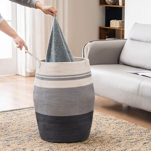 Grand Panier à Linge Moderne en Corde Tressée avec Poignées pour la Décoration d'Intérieur - Product Image 4