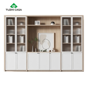 Custom European White Glass Door Book <strong>Shelf</strong> Wooden <strong>French</strong> Bookshelf Bookcases - Product Image 5