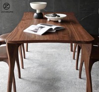 Ensemble table et chaises de salle à manger personnalisable en bois massif de noyer noir d'Amérique du Nord, style nordique moderne minimaliste, rectangulaire pour six personnes