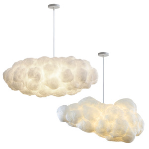 โคมไฟระย้ารูปทรงเมฆ LED E26 โคมไฟระย้าหัวเดียวสำหรับสถานที่พักผ่อนและความบันเทิง ธีมผ้าฝ้ายสีขาว - Product Image 1