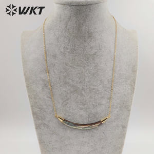 WT-N470 Fashion Double Bails <span class=keywords><strong>collana</strong></span> in <span class=keywords><strong>corno</strong></span> di Abalone naturale <span class=keywords><strong>collana</strong></span> da donna in <span class=keywords><strong>corno</strong></span> di conchiglia placcato oro 18 carati <span class=keywords><strong>con</strong></span> catena da 18 pollici - Product Image 5