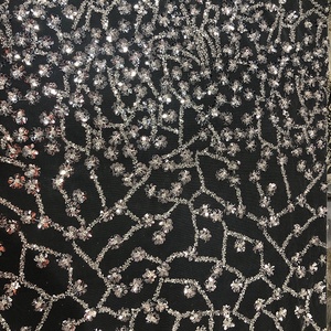 Bridal Crystal <span class=keywords><strong>Sequins</strong></span> Nặng Đính Cườm Vải Trắng Ren Váy Cưới - Product Image 6