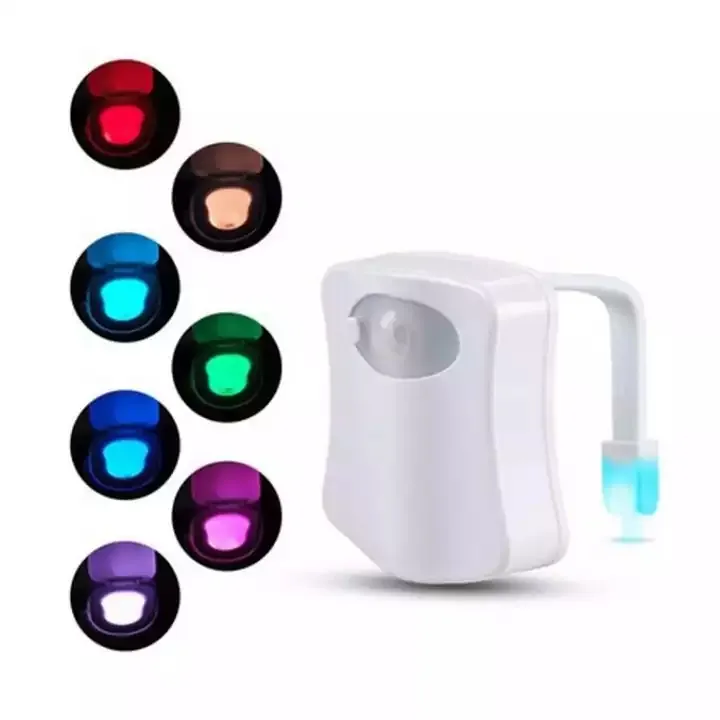 Özel su geçirmez Led tuvalet gece lambası hareket sensörü aktif 8 renk değiştirme koltuk lambası çocuklar banyo için güvenli Wc tuvalet kase