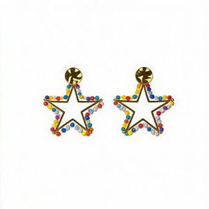 Star <b>Earrings</b> 316L Stainless Steel PVD Gold Plating Multicolor Rhinestones Fashion Jewelry - Product Image 2