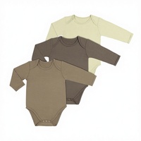 Setelan Piyama Bayi Lengan Pendek Kasual Musim Gugur 2026 Terlaris 0-3 Bulan, Polos Unisex, Bahan Spandex/Bambu, Kancing Jepret