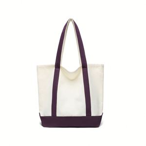 Custom <b>Large</b> <b>Canvas</b> Tote <b>Bag</b> with Solid Color Pattern Portable Minimalist Shoulder Shopping <b>Bag</b> - Product Image 1