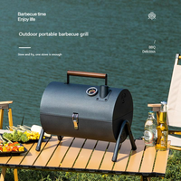 Barbecue à charbon de bois compact pour table, réchaud portable avec thermomètre et poignée pour le camping et les pique-niques