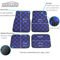 Tapis de voiture personnalisé à motif drapeau à carreaux rouge et noir