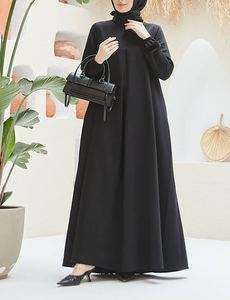 2023 thiết kế bán buôn thời trang đồng bằng màu đen kleid phụ nữ hồi giáo DRESS abaya Dubai islam quần áo - Product Image 3