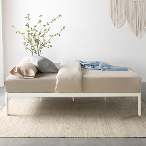 Cama Moderna con Base de Acero Inoxidable C, Plataforma de Acero con Listones Anchos Patentados, Color Blanco, Tamaño Queen, Muebles para Dormitorio - Product Image 6
