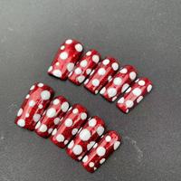 Ongles artificiels rectangulaires faits main de haute qualité, effet œil de chat rouge et cercle blanc, réutilisables, vente en gros pour usines