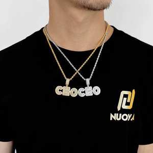 Collier tendance unisexe hip-hop, bijoux <span class=keywords><strong>de</strong></span> personnalité, micro-incrusté <span class=keywords><strong>de</strong></span> zircon, pendentif lettre diamanté - Product Image 5