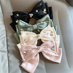 Buena calidad Primavera Verano Color Big Bow Holográfico Satén Tela Bow Shape Barrette Hair Clip - Product Image 1