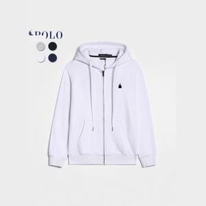 <span class=keywords><strong>Felpa</strong></span> <span class=keywords><strong>con</strong></span> <span class=keywords><strong>cappuccio</strong></span> da <span class=keywords><strong>uomo</strong></span> tinta unita slim fit <span class=keywords><strong>con</strong></span> logo, cardigan <span class=keywords><strong>con</strong></span> zip foderato in pile, sensazione di alta qualità per la primavera - Product Image 4