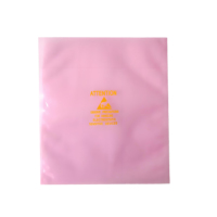 Sachet refermable en polyéthylène rose ESD à faible densité thermoscellable avec fermeture éclair, pochette autoportante pour l'électronique grand public, emballage souple avec fonction de sécurité