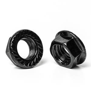 10 unids/bolsa de acero al carbono negro/tuerca de brida hexagonal de acero inoxidable con tuerca métrica de M3-M20 dentada DIN6923 - Product Image 1