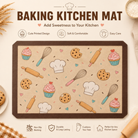 Tapis de Cuisine Anti-Fatigue Imprimé Cupcakes et Biscuits, Antidérapant et Rembourré, pour Comptoir de Boulangerie et Décoration de Cuisine