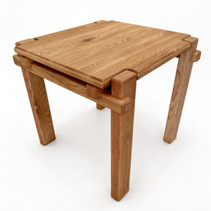 Mesa de Restaurante Cuadrada de Madera de Roble Vintage con Cuatro Patas, Mesas Auxiliares de Madera - Product Image 1