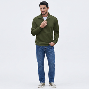 Half <b>Zip</b> Sweatshirt Men's Quarter <b>Zip</b> <b>up</b> Pullover Long Sleeve <b>Polo</b> Sweatshirt Slim Fit Mock Neck Sweaters with Pocket for Men - Product Image 1