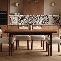 Table à manger en bois massif de style rétro français, petite table rectangulaire nordique pour appartement, couleur frêne noyer, mobilier de maison antique