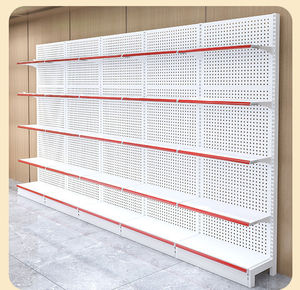 Supermarket <b>Rack</b> Double-Sided Steel Wood Display <b>Shelves</b> Multi-Layer Wooden <b>Shelves</b> Durable Metallic Material for Food Snack - Product Image 4