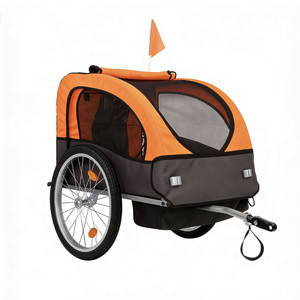 Rimorchio per Bicicletta per Bambini, Pieghevole in Ferro, Regolabile, Montaggio <span class=keywords><strong>Posteriore</strong></span>, Capacità di Carico 70kg, Doppi Freni a Disco - Product Image 1