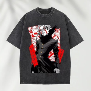 T-shirt Homme Respirant Personnalisé en Coton Lourd Noir 220 Grammes 100% Coton Uni Délavé à l'Acide Style Vintage DAN DA DAN Dandadan Anime - Product Image 4