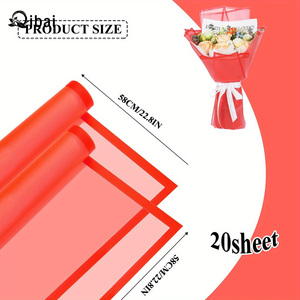 Qibai 20pcs rouge bord magique translucide fleur papier d'emballage étanche Durable <span class=keywords><strong>Rose</strong></span> Bouquet Wrap pour mariages artisanat autocollants - Product Image 6