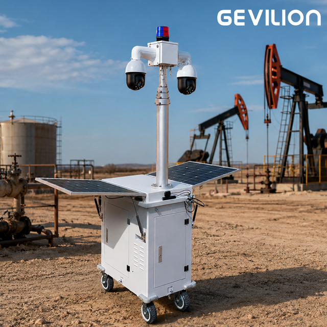 Solar Mobile Security Tower Monitoring System No Wiring Needed Construction Site Mining Site PTZ Camera 5MP 22X Zoom 120M IR