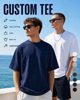 T-shirts décontractés pour hommes à manches courtes, 275 GSM, 100 % coton, imprimés, col rond, coupe ample minimaliste, avec logo en strass, vente en gros