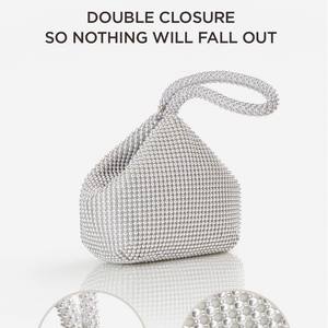 Sac de soirée pour femme, nouvelle collection, pochette élégante, doublure polyester, fermeture éclair étanche ornée de diamants, bandoulière en corde, idéal pour les banquets et comme sac cadeau. - Product Image 5