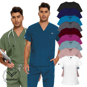 ชุดยูนิฟอร์มพยาบาลแขนสั้นสำหรับผู้หญิงชุดวิ่งสีฟ้าขาวขาวขาวเบอร์กันดีชุดผ่าตัดคลินิกขัด - Product Image 1